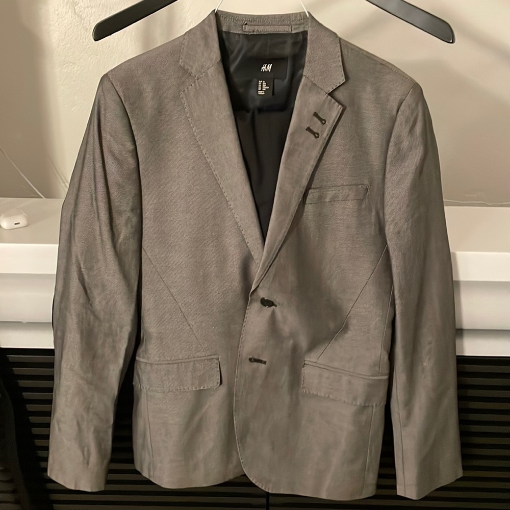 H&M full suit gray and black jacket black pants